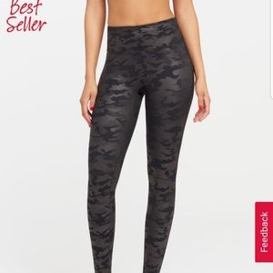 Spanx faux leather camo leggings